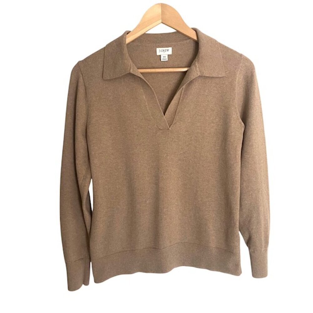 J. Crew Tan Cotton Polo Sweater XSmall - Picture 2 of 5
